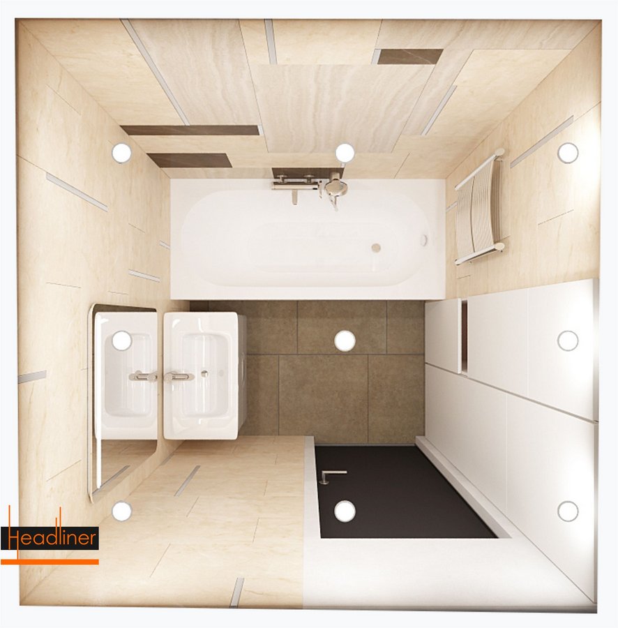 headlaner дизайн ванной комнаты сверху